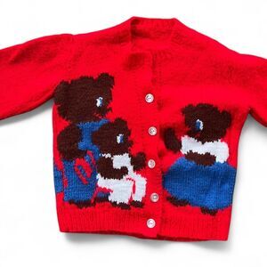 Vintage 1950s Kids Cardigan Teddy Bear Sweater Suze 3